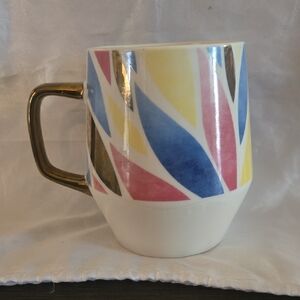 Colorful Geometric Mug with Gold Handle